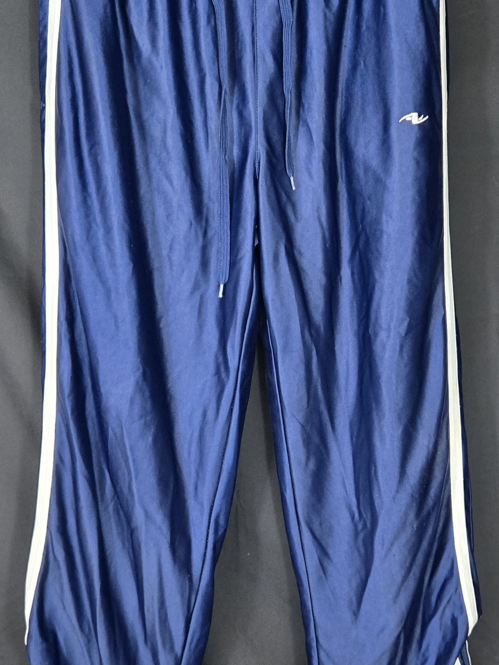Athletic Works Men's Navy Track Shorts with White Side Stripes